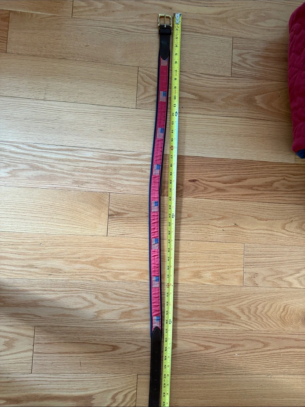 Vineyard Vines American Flag Print Belt with Leather Tip